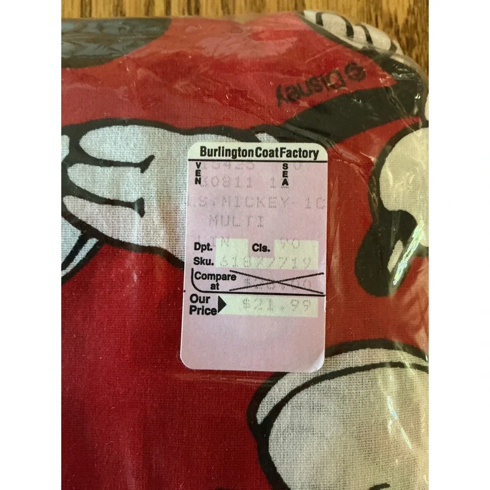 Vintage Disney Mickey Mouse Twin Sheet Set 3pc Red Classic Mickey Kids Stuff NEW